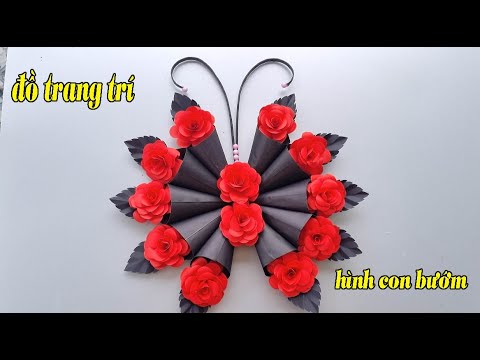 Video Ý tưởng làm đồ trang trí hình con bướm từ bìa cứng và... - youtube