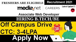 Media.net Freshers Recruitment Drive For 2020  Associate Web Developer Jobs | BE/ B.Tech Profile