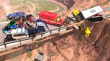 Collapsing Bridge Pileup Crashes #12 - BeamNG Drive Crash Testing