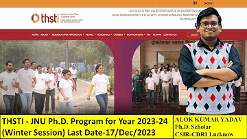 THSTI - JNU Ph.D. Program for the Academic Year 2023-24(Winter Session) #thsti #faridabad #phd #dbt