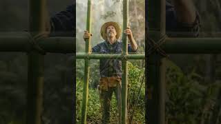 Building a Bamboo Waterwheel by Hand — Pure ASMR Craftsmanship   #bamboo  #asmr #youtubeshorts #fyp
