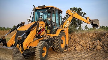 Jcb 3dx backhoe making farming land in village | jcb 3dx machine cutting soil and making a field
