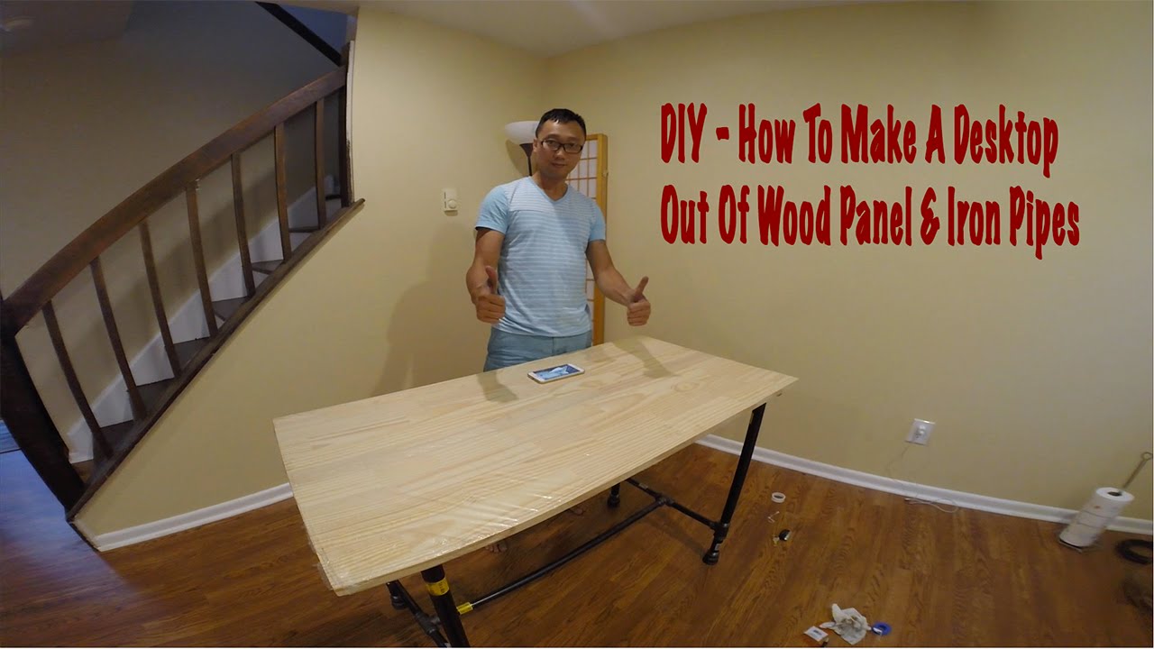 Dukepro Diy How To Make A Desktop From Wood Panel And Iron Pipes