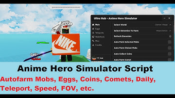 Anime Hero Simulator Script | Autofarm Mobs, Eggs, Coins, Comet, Daily, TP, Speed, FOV, etc. [LuaXe]