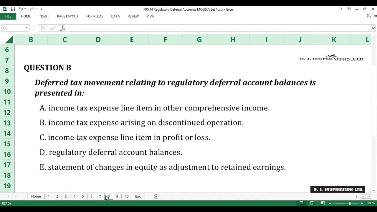 IFRS 14 Regulatory Deferral Accounts Multiplechoice Questions and