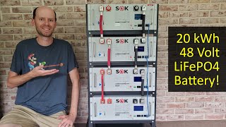 20kWh SOK Battery Rack Assembly and Connections, LiFePO4 OffGrid Solar