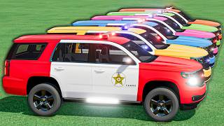 Small to Giant Police Car ! Mega Ramp & Giant Trucks Transporting Job screenshot 3