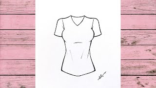 Girl's T-shirt Drawing || How To Draw A T-Shirt || Drawing For Girls - For Beginners