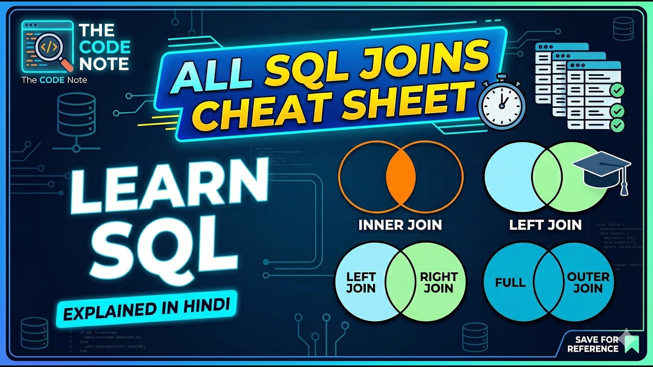 SQL Joins Explained in Hindi | The Ultimate Cheat Sheet - YouTube