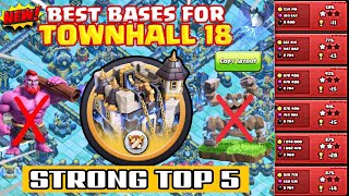NEW TOP 5 TH18 WAR BASE ANTI EVERYTHING WITH LINK - TH18 BEST WAR BASES COPY LINK - CLASH OF CLANS 