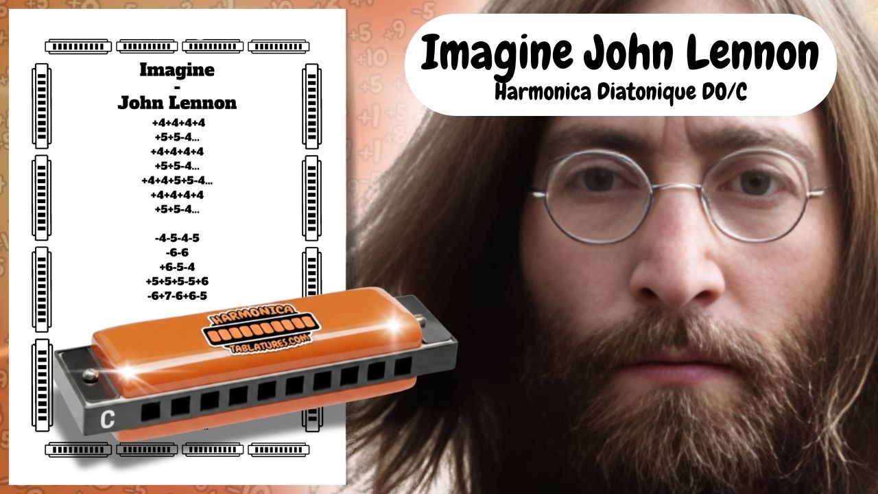 IMAGINE DE JOHN LENNON, tablature GRATUITE pour harmonica diatonique Do (C)