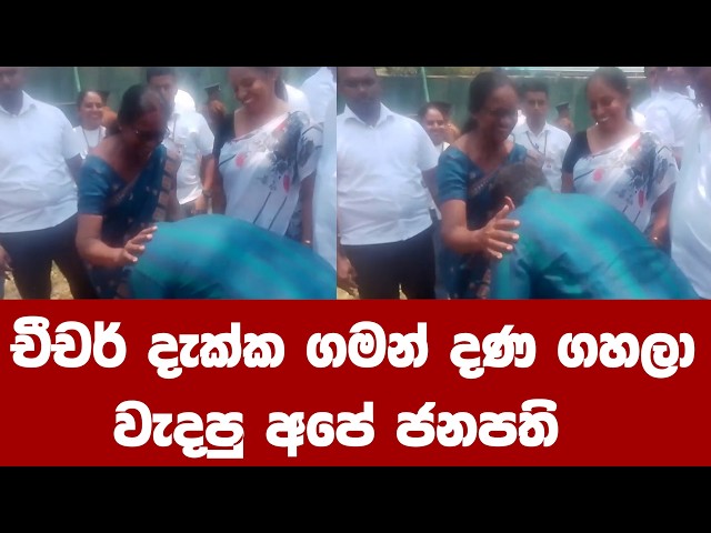 චීචර් දැක්ක ගමන් දණ ගහලා වැදපු අපේ ජනපති