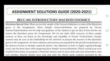 BECC 103 Ignou Solved Assignment 2020-21