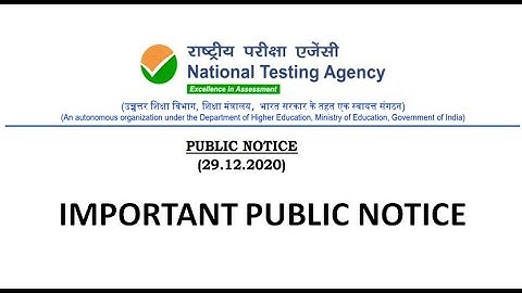 NTA Important Public Notice ( 29/12/2020 ) | National Testing Agency