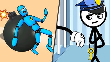 Biggest Games Update PUPPET BONE SMASHING (Ragdoll Break) vs THIEF STICKMAN PUZZLE,Max Levels Games.