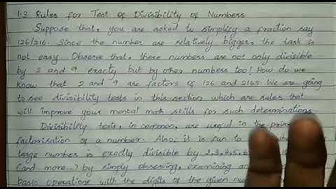 1.3 Rules for test of divisibility of numbers