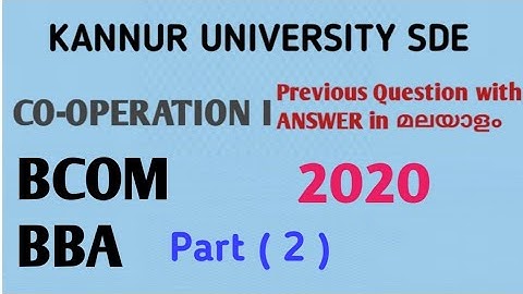 Co -operation ONE /previous question/kannur university /second BCOM/Part (2)