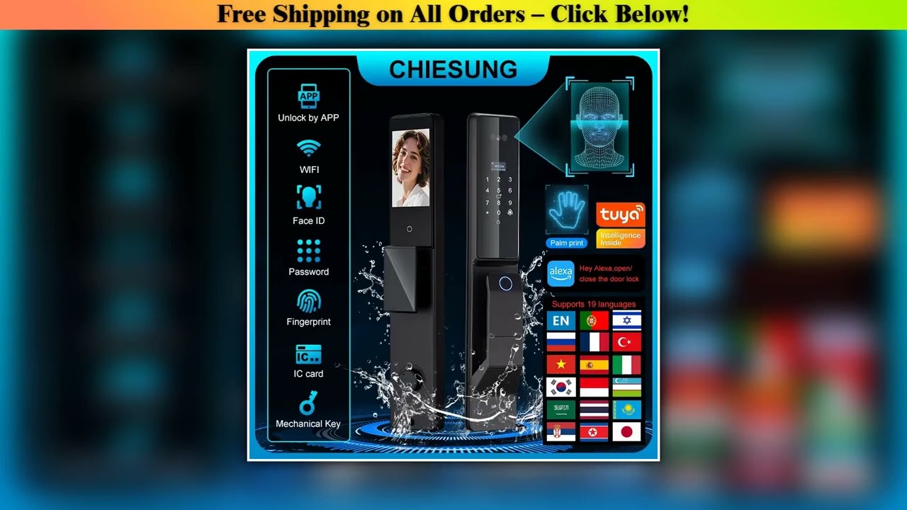 Waterproof Outdoor  Wifi  Alexa Voice Control Smart Door Lock Tuya APP 3D Face Recognition door