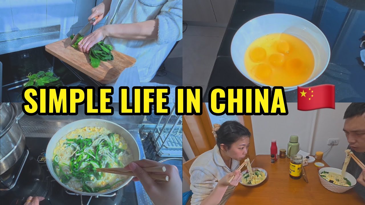 Simple Life in China 🇨🇳 as a Chinese Wife Vlog | Spinach Egg Noodles 🍜