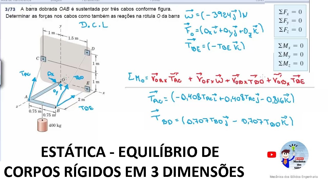 Equilíbrio de corpos Rígidos em 3 Dimensões (7) - Mecânica dos Sólidos