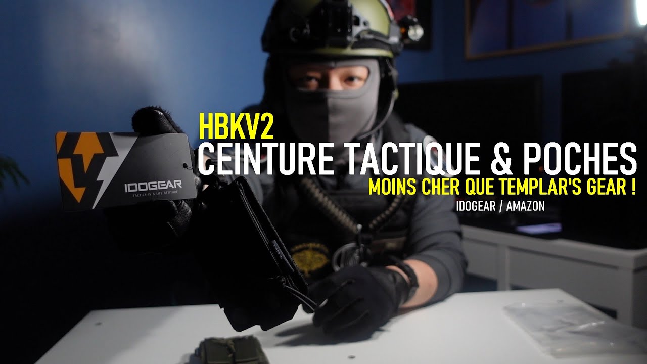 Ceinture Tactique Intérieure IDOGEAR - Nylon, Crochets, Modèle IG-BT3426, Noir/kaki