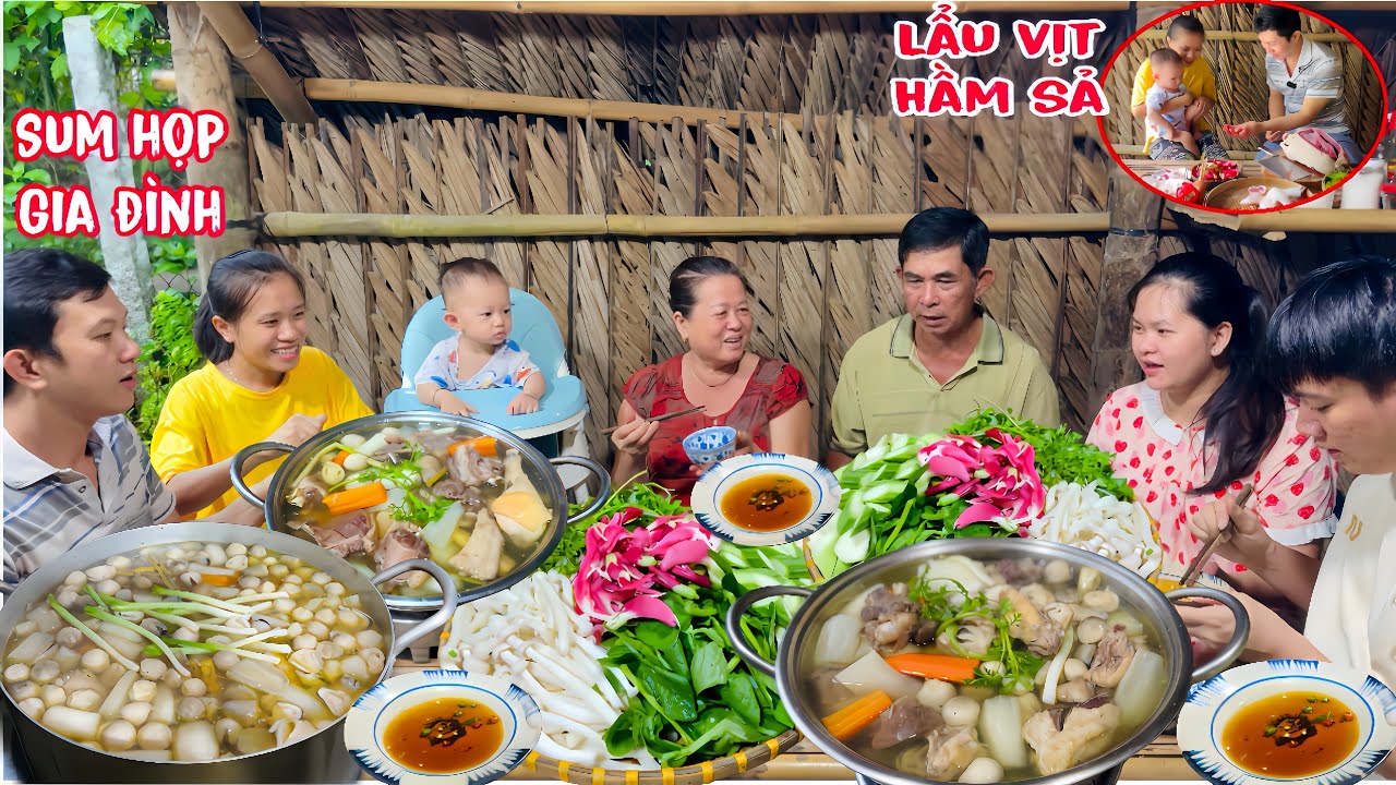 Жаркое из утки с лемонграссом и овощами из сада отца — муж помогает жене готовить для семьи