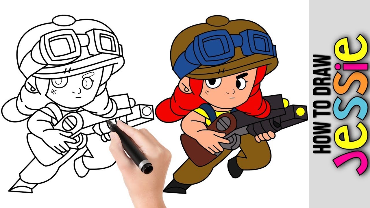 How To Draw Jessie From Brawl Stars Cute Easy Drawings Tutorial New Skins Best Brawlers Youtube - dessins brawl stars jessie