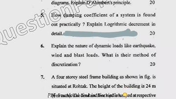 MTech CE 2nd Sem Structural Dynamic & Earthquake Engineering Question Paper
