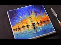 Abstract Seascape Painting / Sailboat acrylic painting tutorial / Day #311