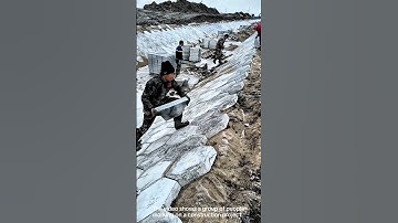 The process of laying concrete blocks