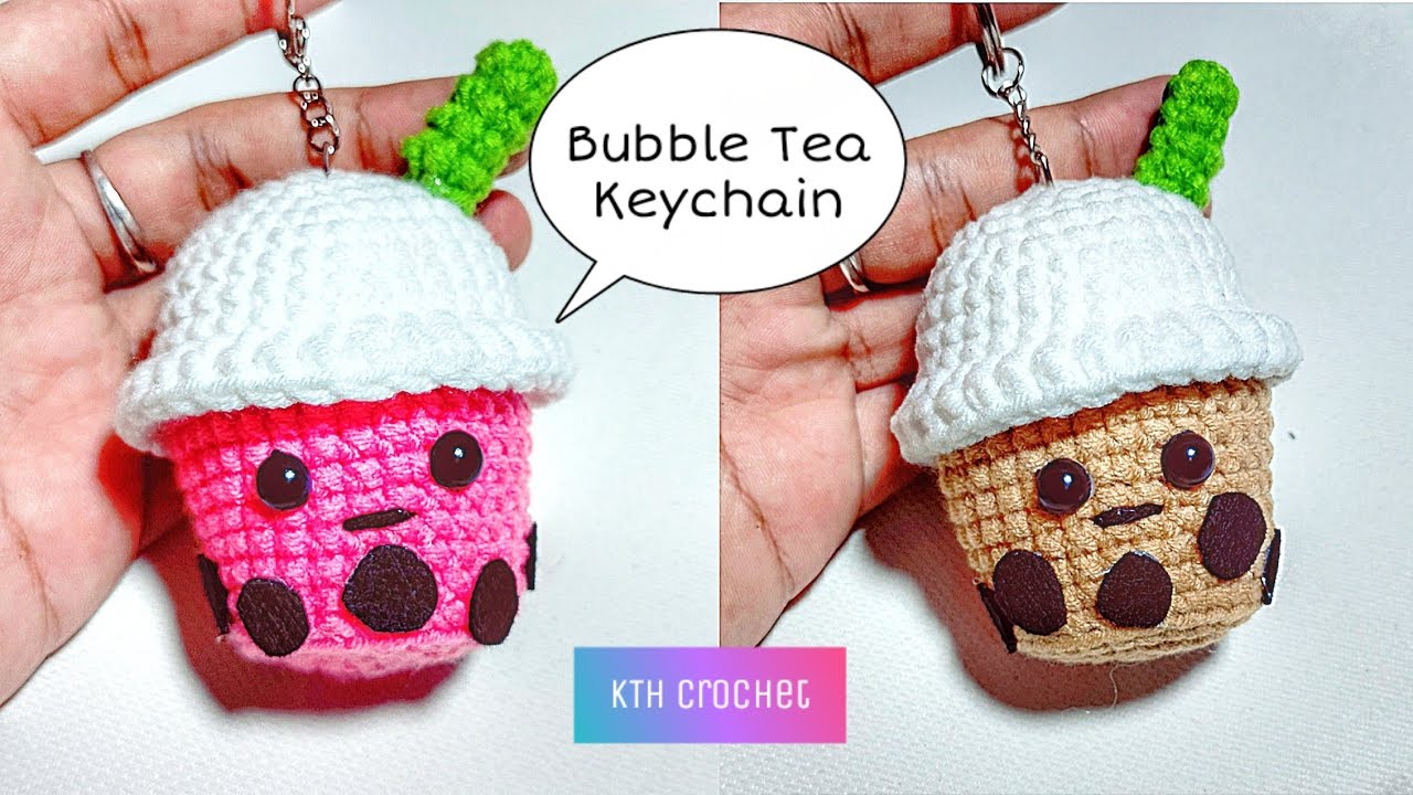 Bubble Tea Keychain ထိုးနည်း #crochet #keychain #bubbletea