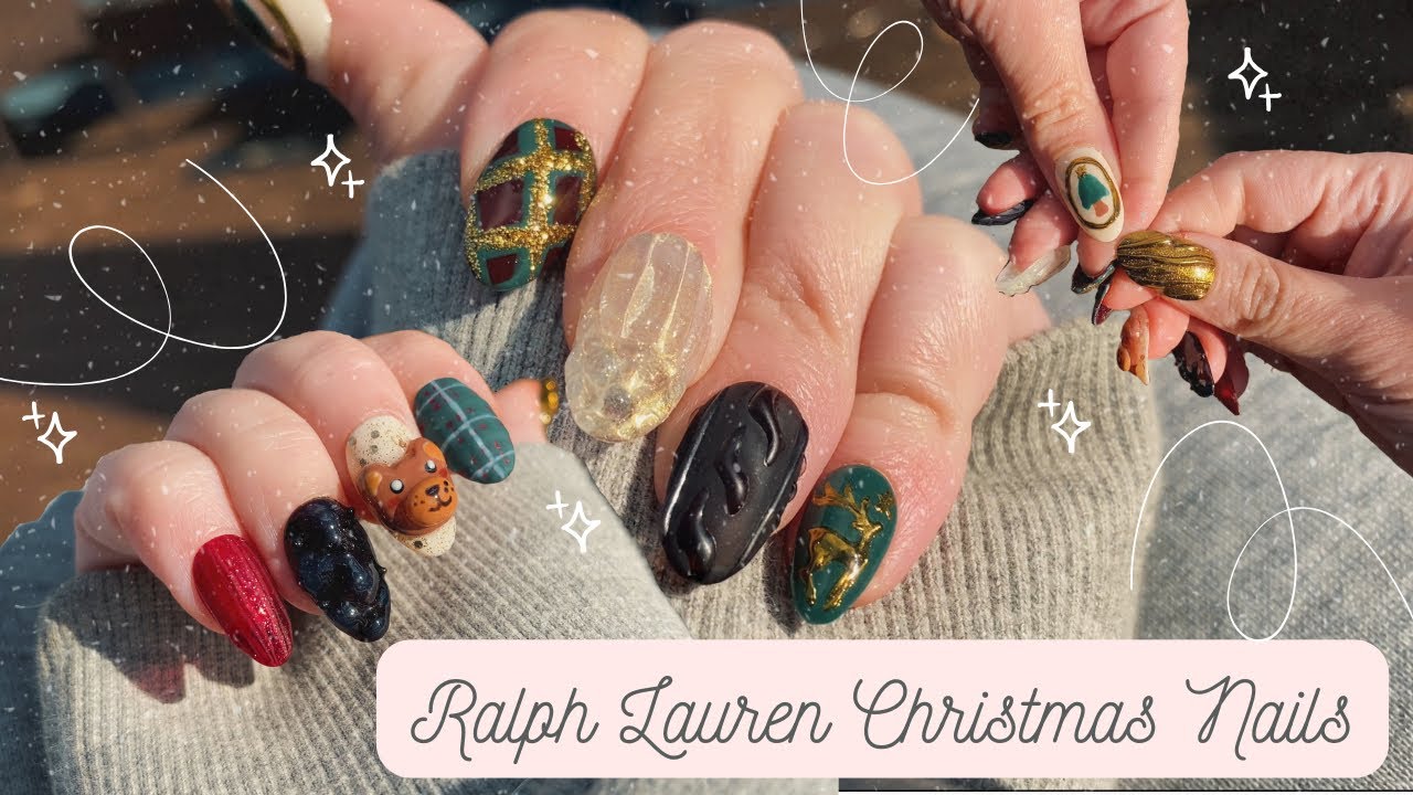 🧸🥂ralph lauren christmas nails 🌹🌲