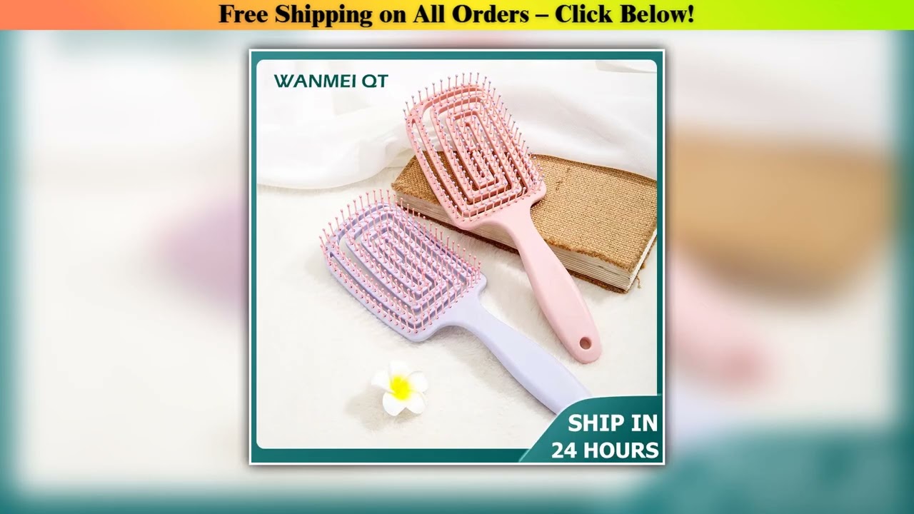 1pc Elastic Massage Comb Hollow Out Hair Brush Scalp Massage Combs Salon Hair Styling Detangler