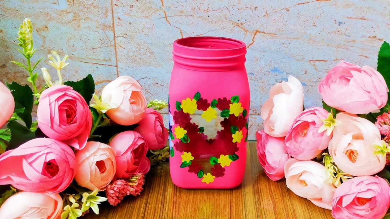 Acrylic Painting on Honey Jar| Easy Glass Bottle Painting | Unique Painting Ideas | Glass Painting 