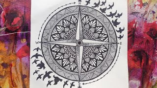 Mandala Art for beginners | step by step | Compass Mandala Art | #9