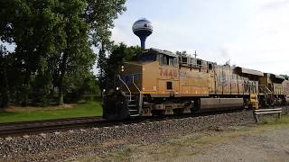 UP 7448 and UP 8317 lead a produce train east through Dixon IL