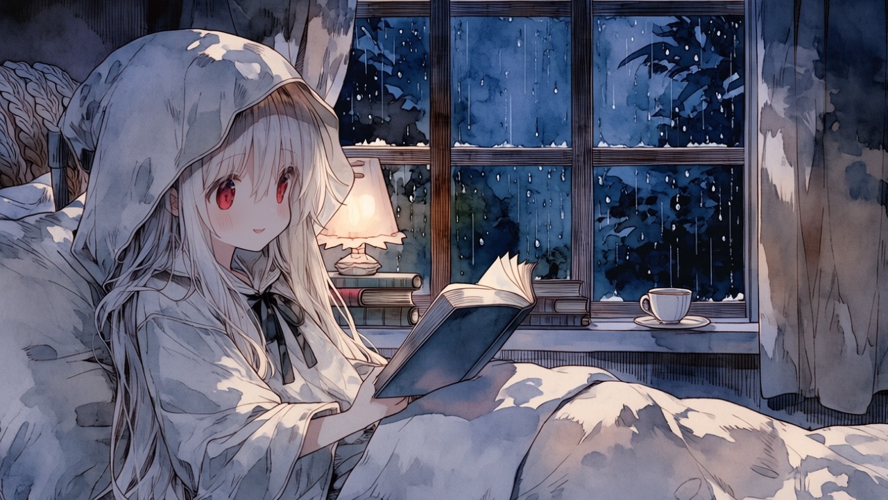 雨の夜、灯りの下で読書を☕|Lo-fi Jazz + 雨の音☔|読書・作業用BGM 1時間|Rainy Night Reading