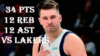 Luka Doncic 34 Pts 12 Reb 12 Ast LA Lakers vs Dallas Mavericks HIGHLIGHTS