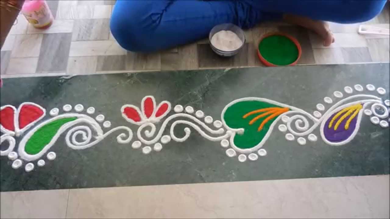 Easy border rangoli for Navratri & Dasara | Easy border rangoli ...