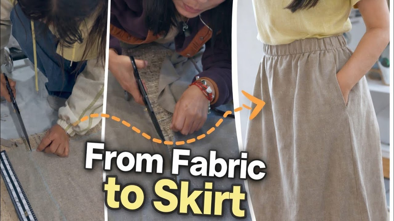 Making a Skirt from Scratch | Handmade Skirt Process ✂️| New day new vlog | #samiradong 