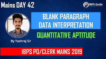 MAINS DAY 42 | BLANK PASSAGE DI  | IBPS PO/CLERK MAINS 2019| QUANT | By Yashraj Sir