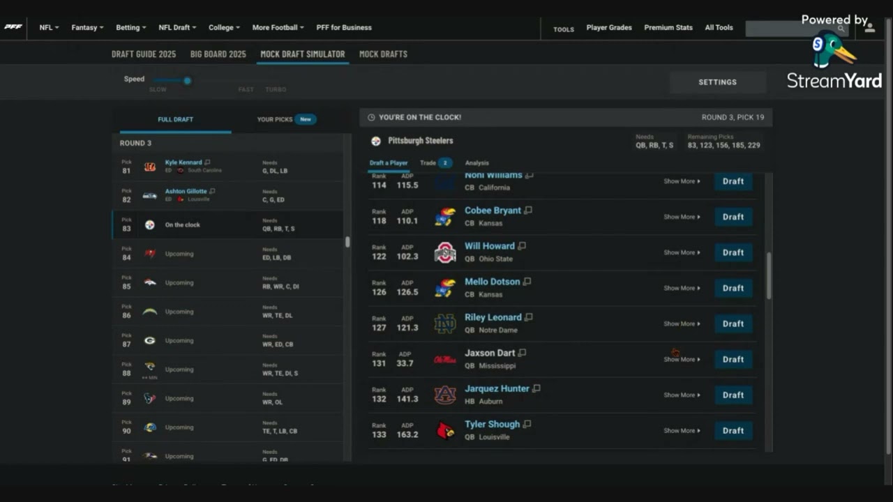 Steelers 2025 7 Round mock Video