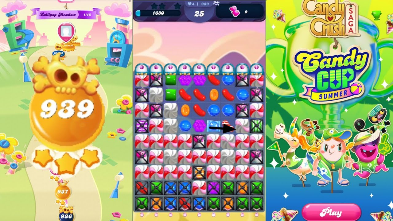Candy crush saga level 939 । N Hard level। No boosters। Candy crush 939 ...