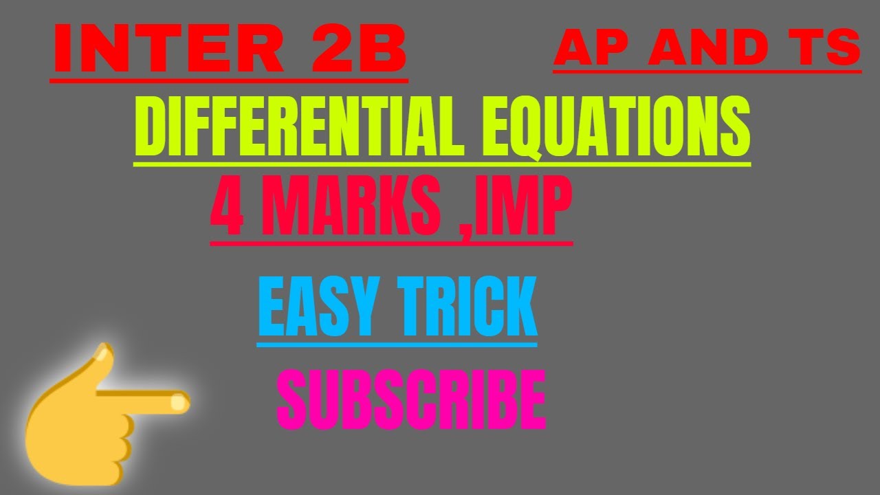 Inter 2B math || Differential equations || 4 mark important problem ...
