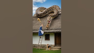 Grandma’s Fearless Rescue 🧹🐍 / 할머니의 용감한 구조 작전! 💪🐍 #animals #snakeattack #wildlife #cat #dog