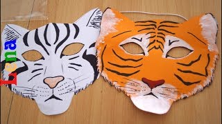 Tiger Maske basteln mit Lena 🐯Tiger zeichnen 🐅 Paper Tiger Face Mask DIY 🐯 маска тигра из бумаги