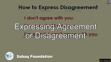 Expressing Agreement or Disagreement, English Lecture | Sabaq.pk