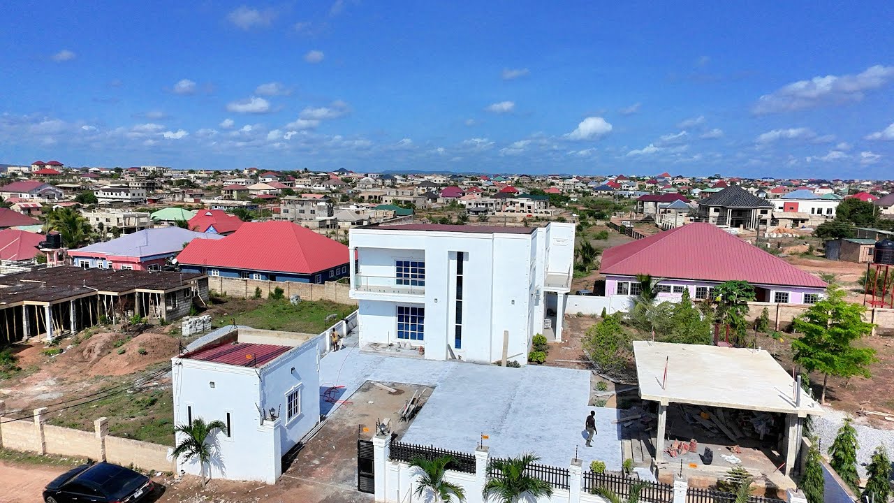 Stamped Concrete flooring transformed this building-Best compound flooring -Building in Ghana 🇬🇭