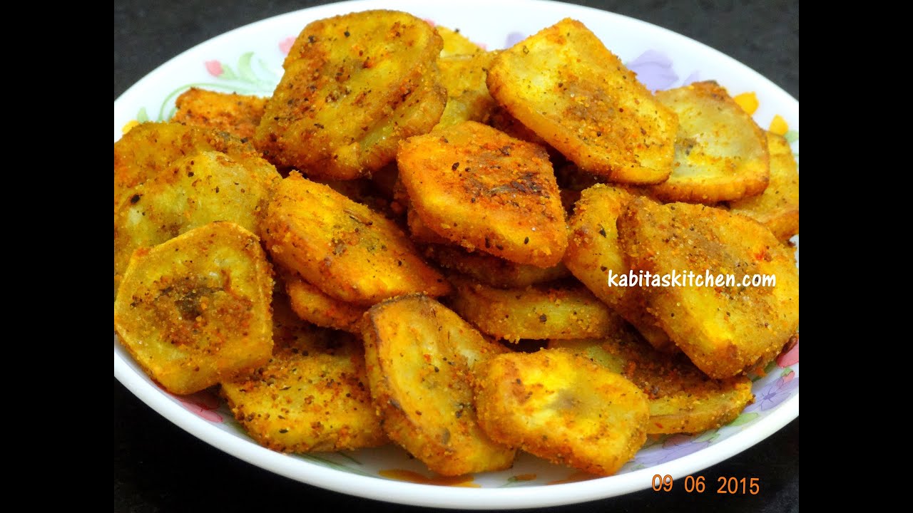 Spicy and Crispy Raw Banana Fry-Raw Banana Fry Recipe-Kacchhe Kele ki Sukhi Sabzi | Kabita Singh | Kabita