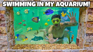 Swimming With My FISH inside 4000G SALTWATER REEF POND!!